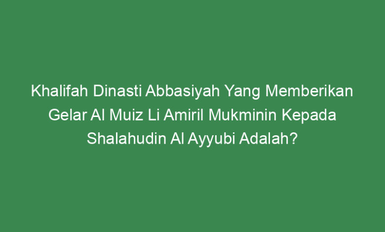 khalifah dinasti abbasiyah yang memberikan gelar al muiz li amiril mukminin kepada shalahudin al ayyubi adalah